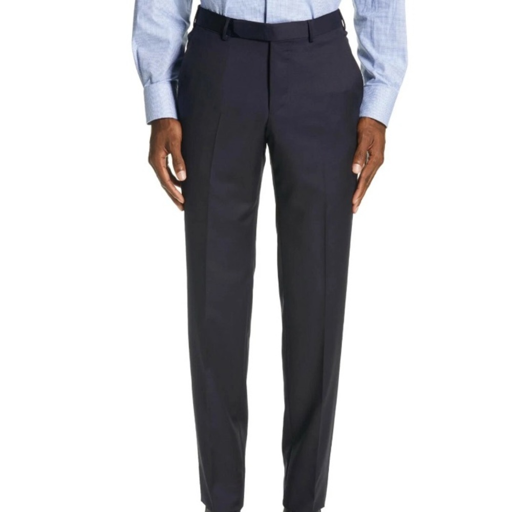 Zegna Men's Wool Black Dress Pants Flat Front Lightweight Design 36W